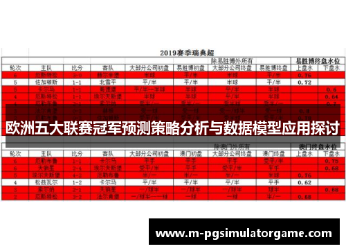 欧洲五大联赛冠军预测策略分析与数据模型应用探讨